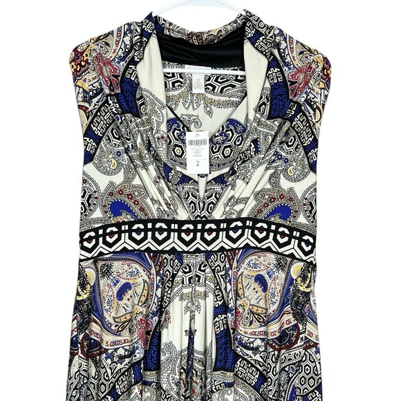 Chico's Womens Maxi Dress Size 2 Large Paisley Beach Vacation Stretch Slit Nwt - Picture 4 of 12